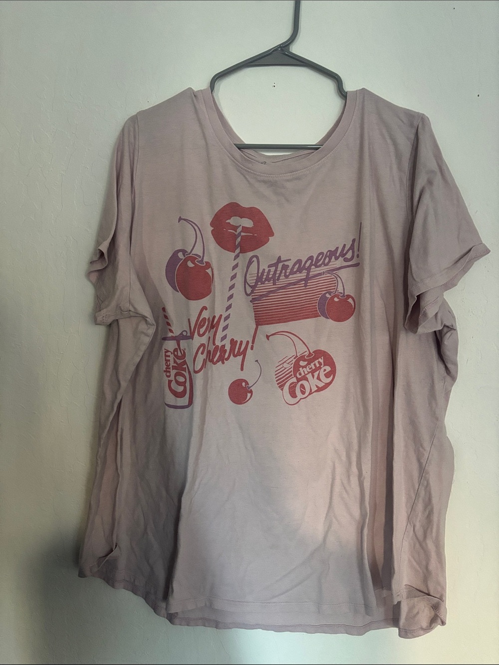 Coca Cola Light Pink Cherry Graphic Short Sleeve Tee